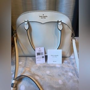 Kate Spade Med Dome Satchel Saffiano Leather Parchment Crossbody